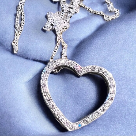 Vintage Cubic zirconia, heart charm, heart pendant Silver 925 - Picture 13 of 16